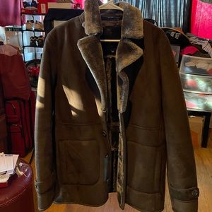 Mens size small fair fur brown coat